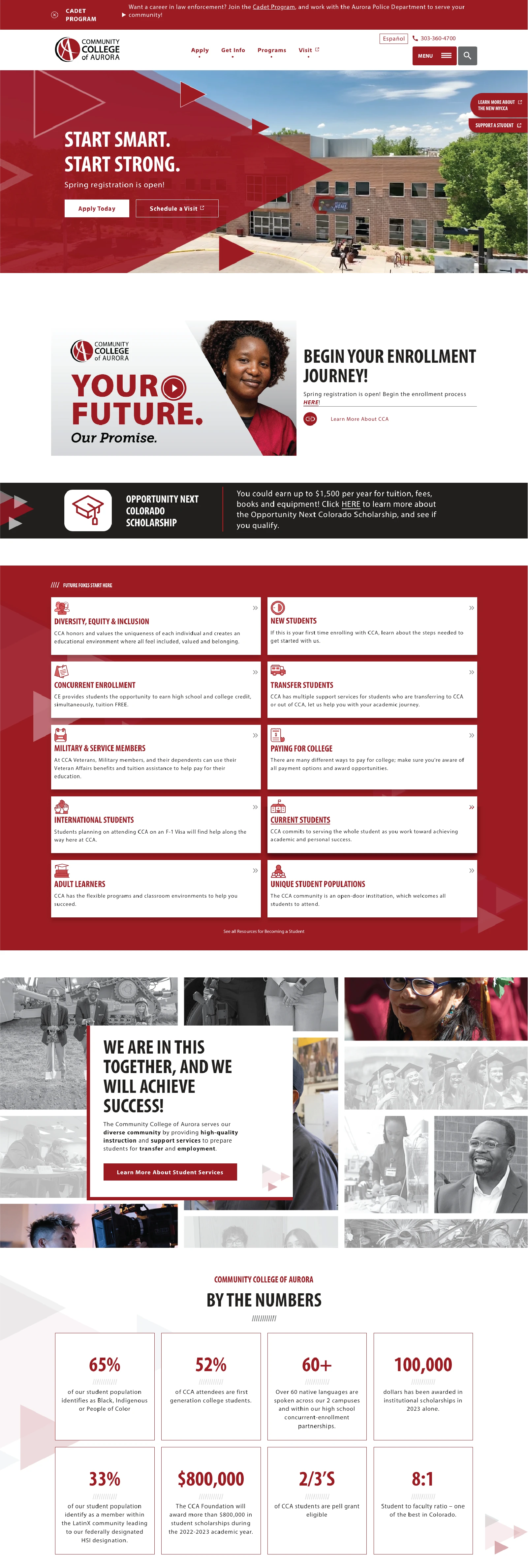 Accessible website design and development showing the homepage of CCAurora's WordPress website.