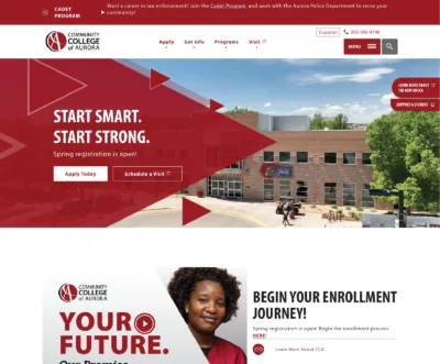 Accessible website design and development showing the homepage of CCAurora's WordPress website.