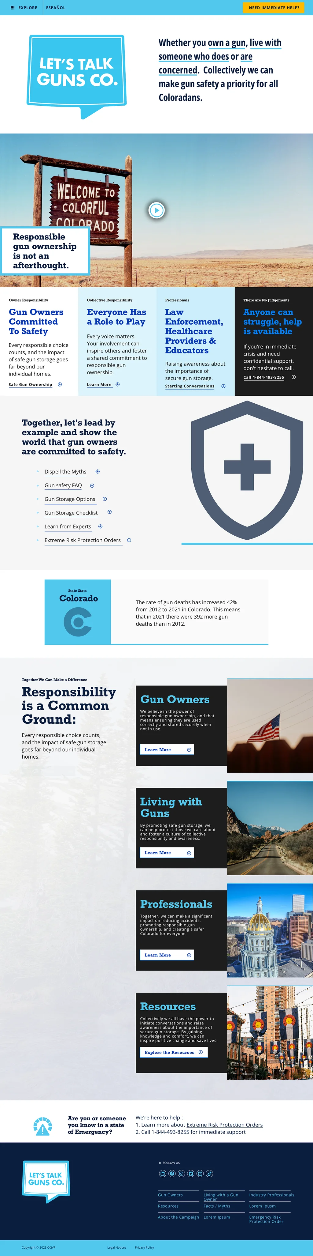 Screenshot of Lets Talk Guns Colorado custom WordPress Campaign website