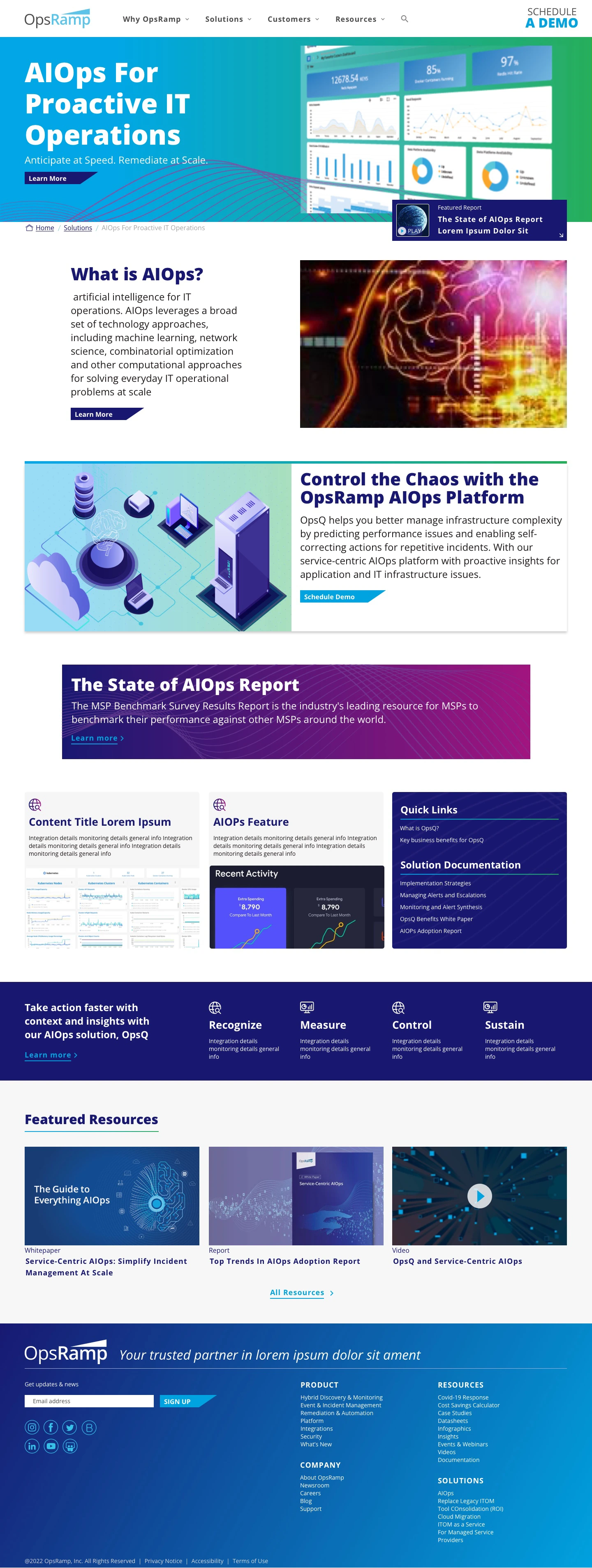 Accessible website design and development showing an interior page of OpsRamp's WordPress website.