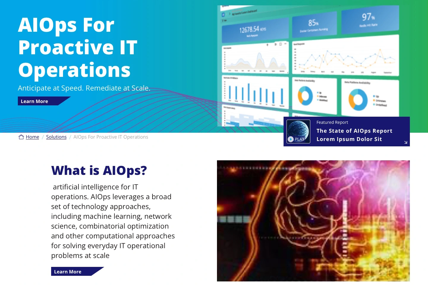 Accessible website design and development showing an interior page of OpsRamp's WordPress website.