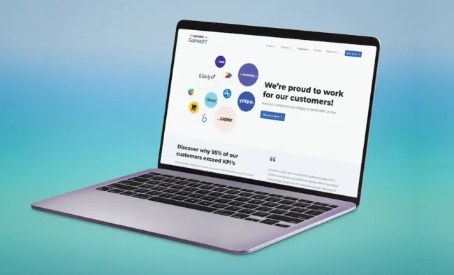 Website redesign for SaaS provider displayed on a computer laptop