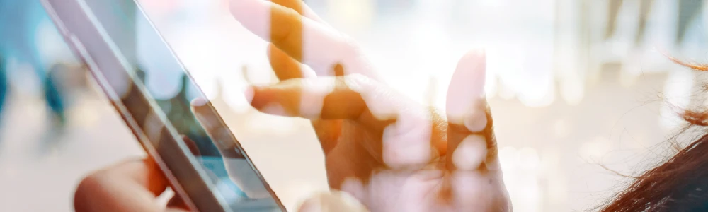 Abstract image of user on mobile device
