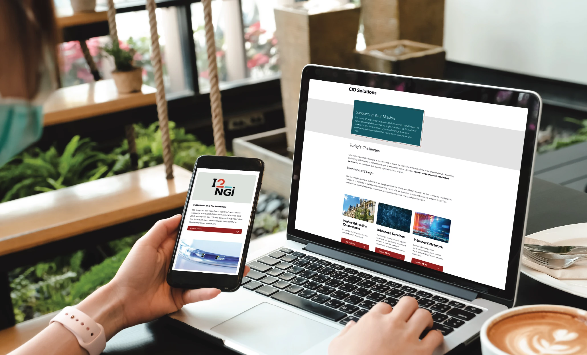 Internet2's website on desktop and mobile device.