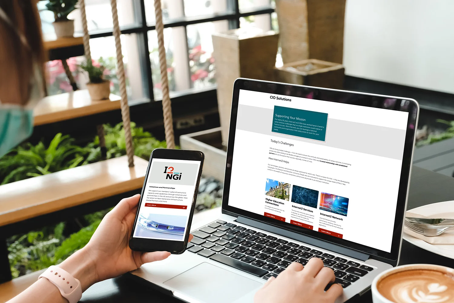 Internet2's website on desktop and mobile device.