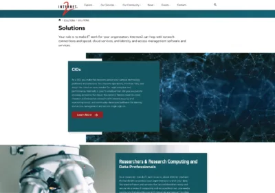 Internet2's WordPress Website homepage screenshot.