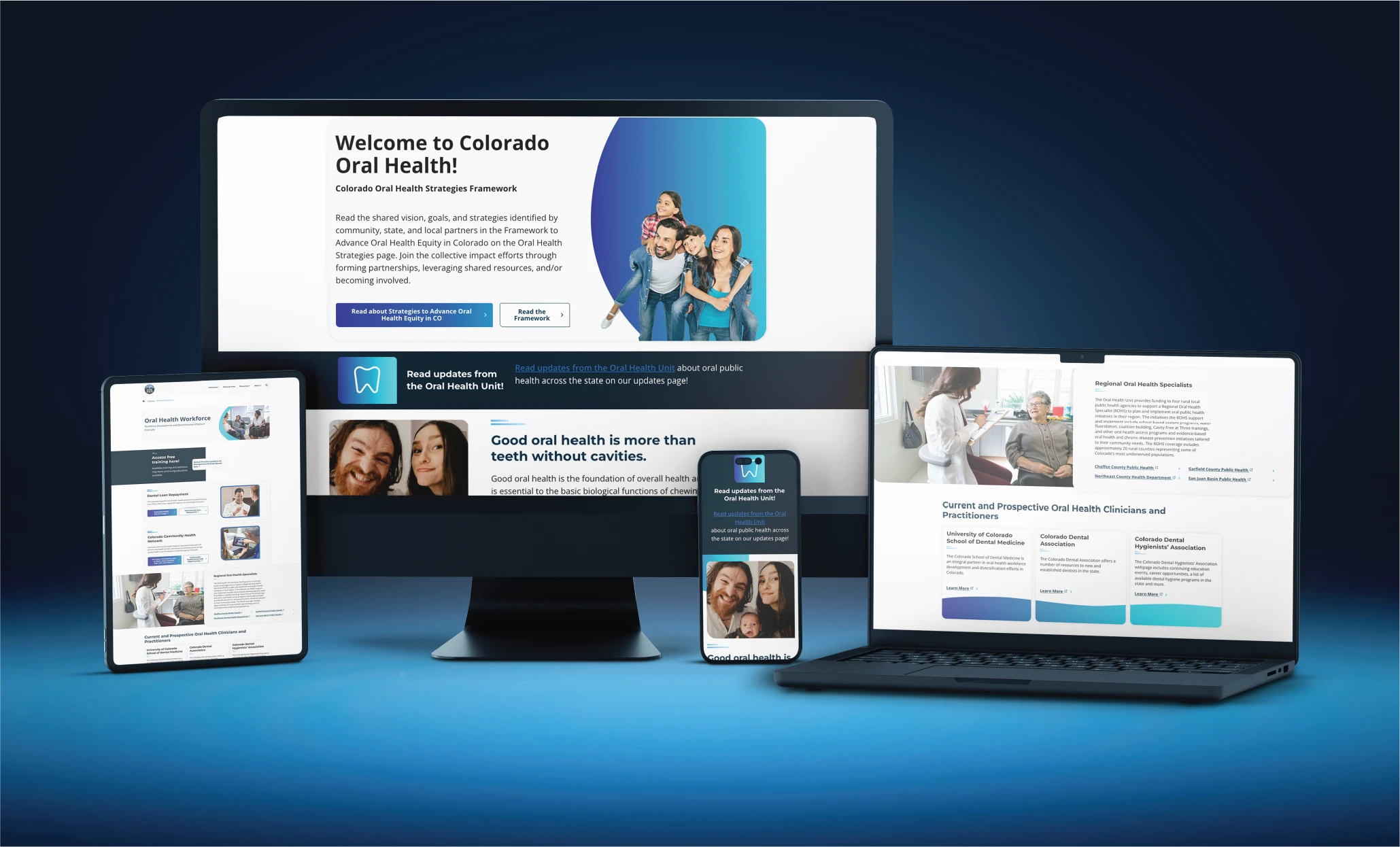 CDPHE's Oral Health Unit responsive WordPress website.