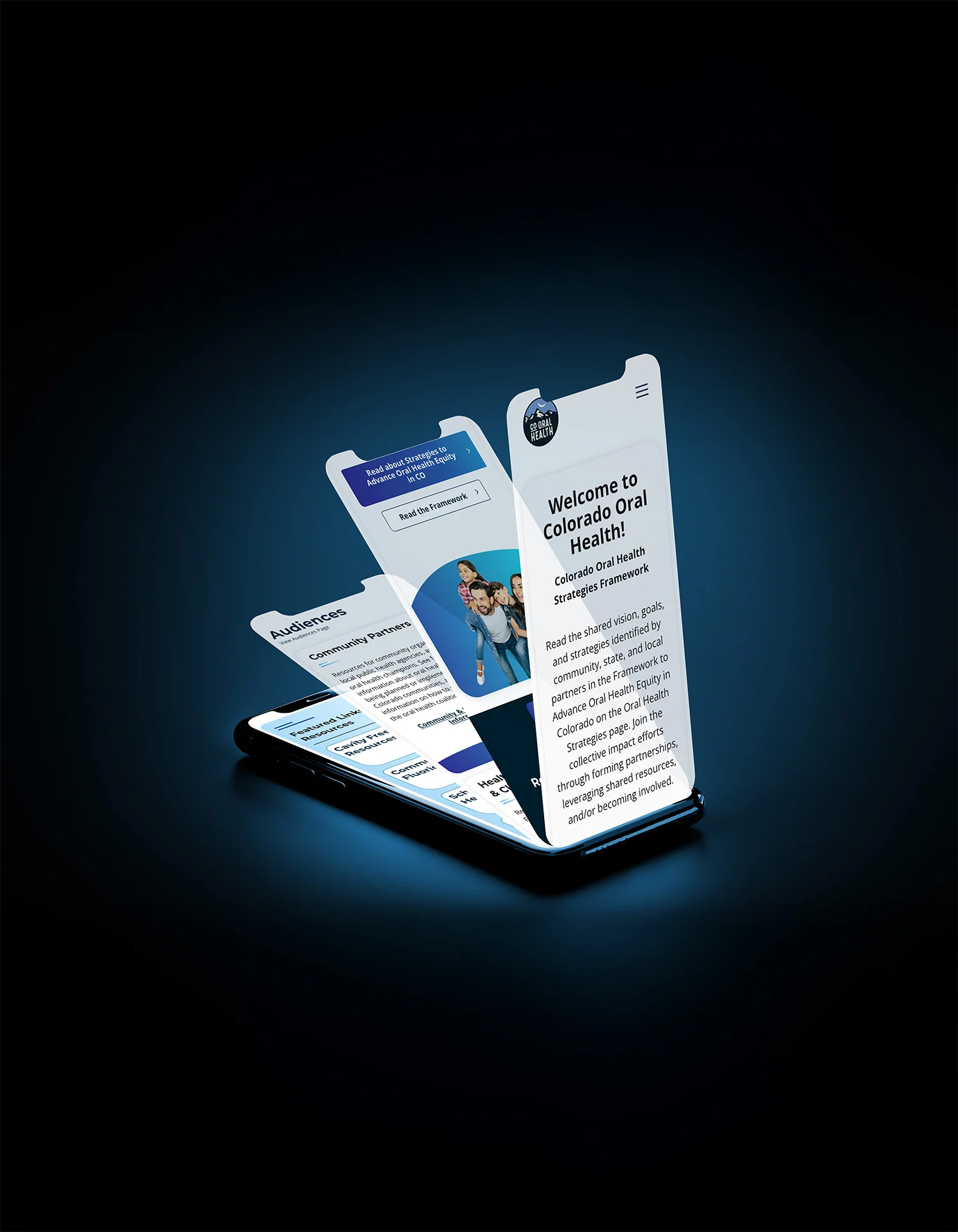 CDPHE's Oral Health Unit responsive WordPress website on mobile device