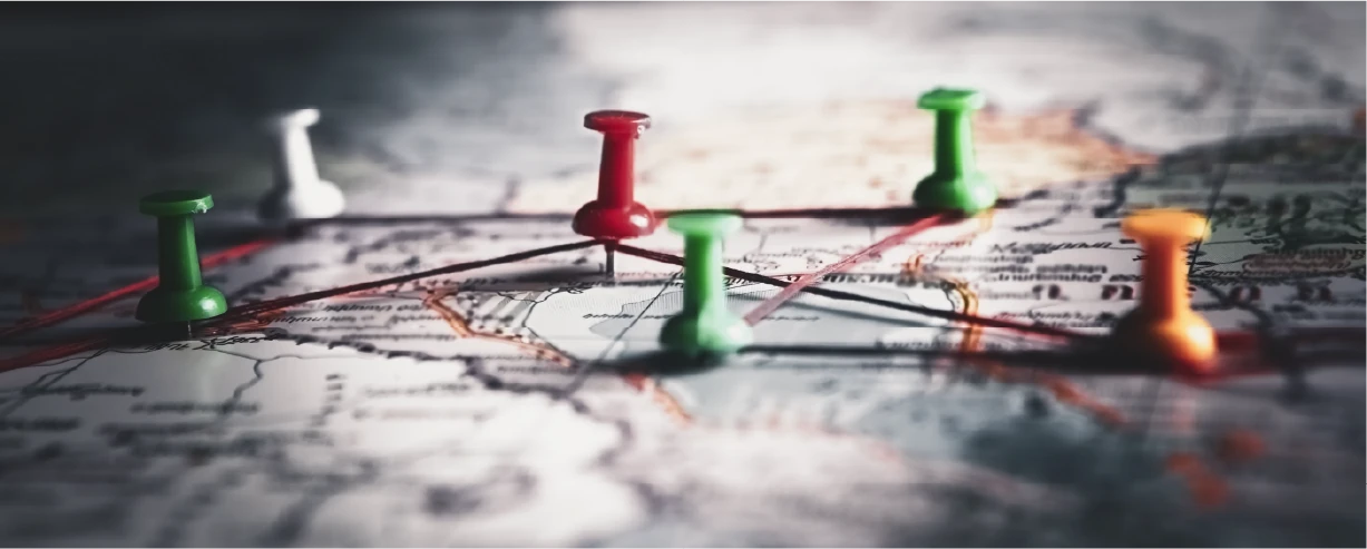 Image of map with pins