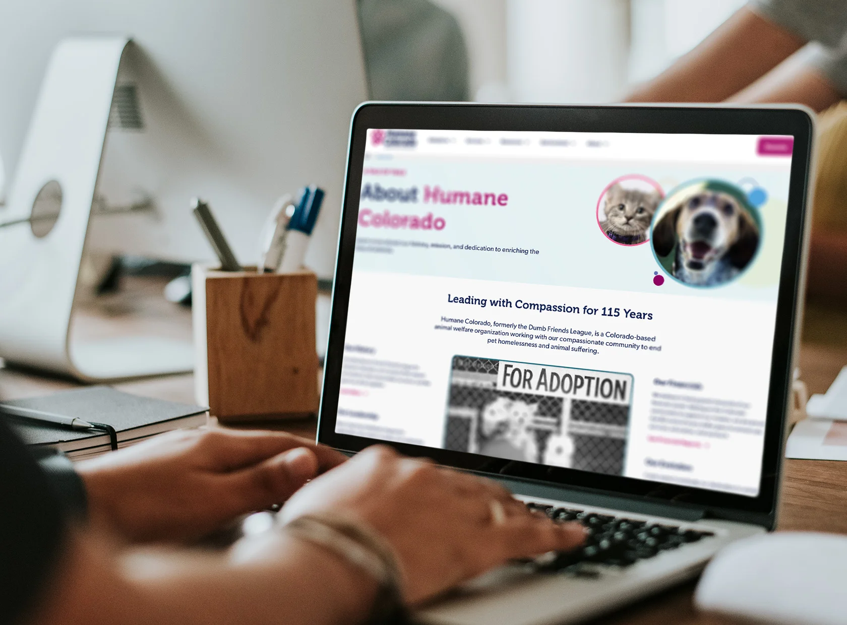 Humane Colorado's WordPress website displayed on a laptop