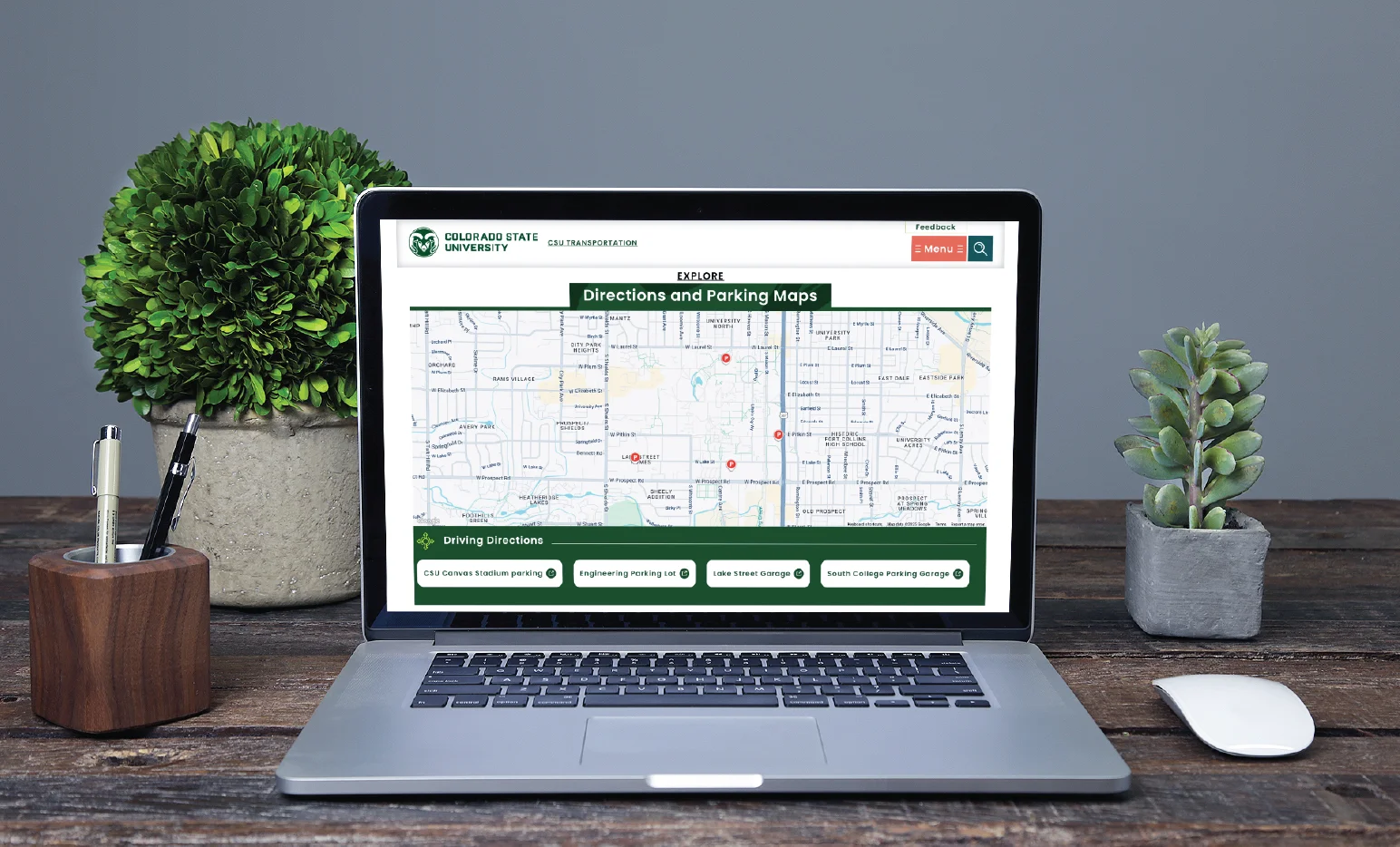 Mapping integration on CSU Parking website. Expert WordPress development by FIREANT STUDIO.